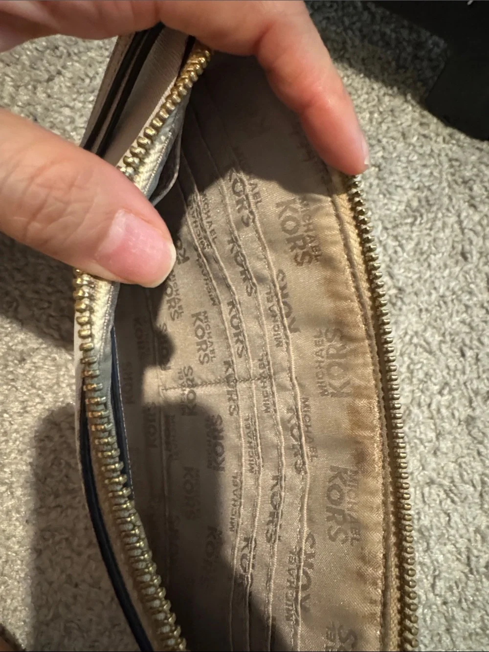 Michael Kors Black and White Saffiano Leather Wristlet